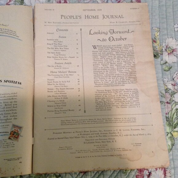 ORIGINAL People's Home Journal, September 1929 1920s '20s Magazine - Picture 2 of 4